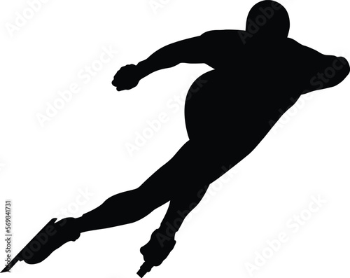 athlete speed skating running race black silhouette