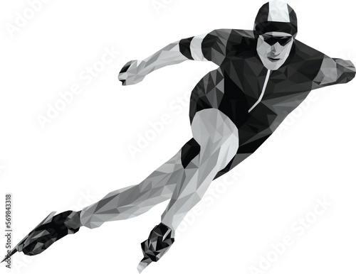 athlete skater in speed skating ltriangles vector