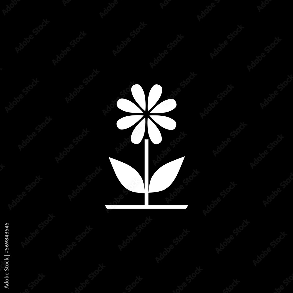 Flowers  icon isolated on black background.