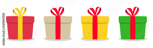 Surprise gift box, birthday celebration, special give away package, loyalty program reward, wonder gift with exclamation mark, vector icon, flat illustration. Cartoon style