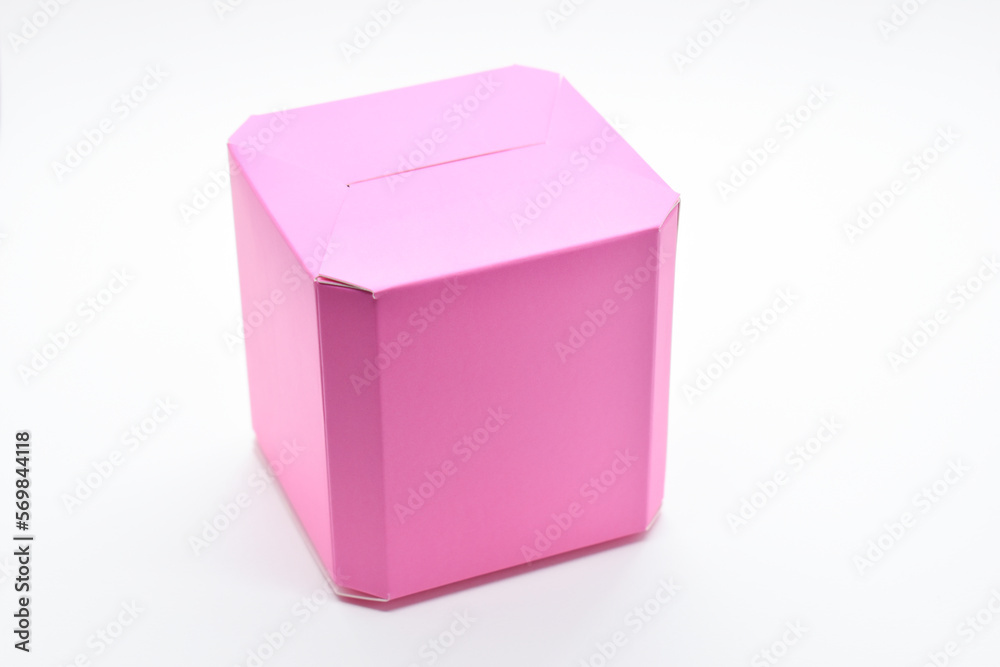pink paper box on white background, package for design pink paper box on white background, package for design