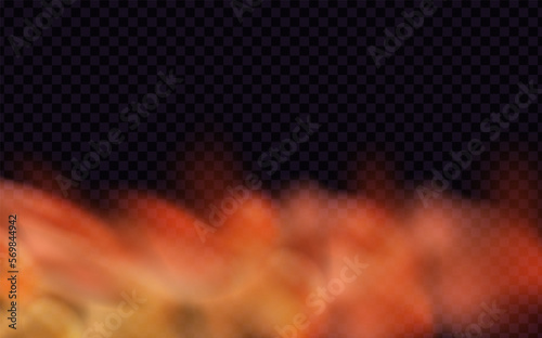 Orange vector cloudiness ,fog or smoke on dark checkered background.Set of Cloudy sky or smog over the city.Vector illustration.