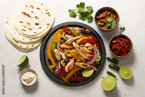 Colorful and Flavorful Chicken Fajitas on a Table