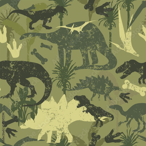 Seamless  Dino pattern, print for T-shirts, textiles, wrapping paper, web. Original design with t-rex,dinosaur .  grunge design for boys . 