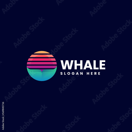 Vector Logo Illustration Whale Colorful Style