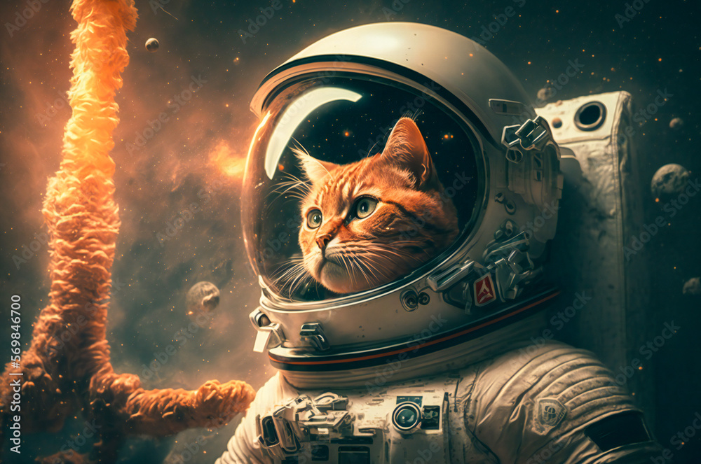 Astronaut cat. Cute cat wearing an astronaut suit. Created with