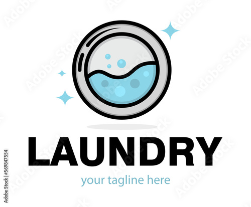 Vector Dry cleaning creative sign or logo. Laundry room emblem. Wash clothes icon.