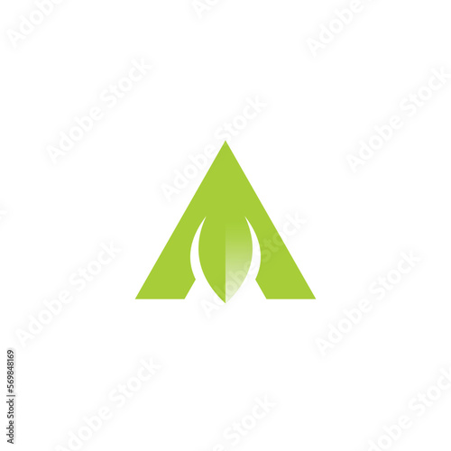 Letter A Nature Logo With Green Color