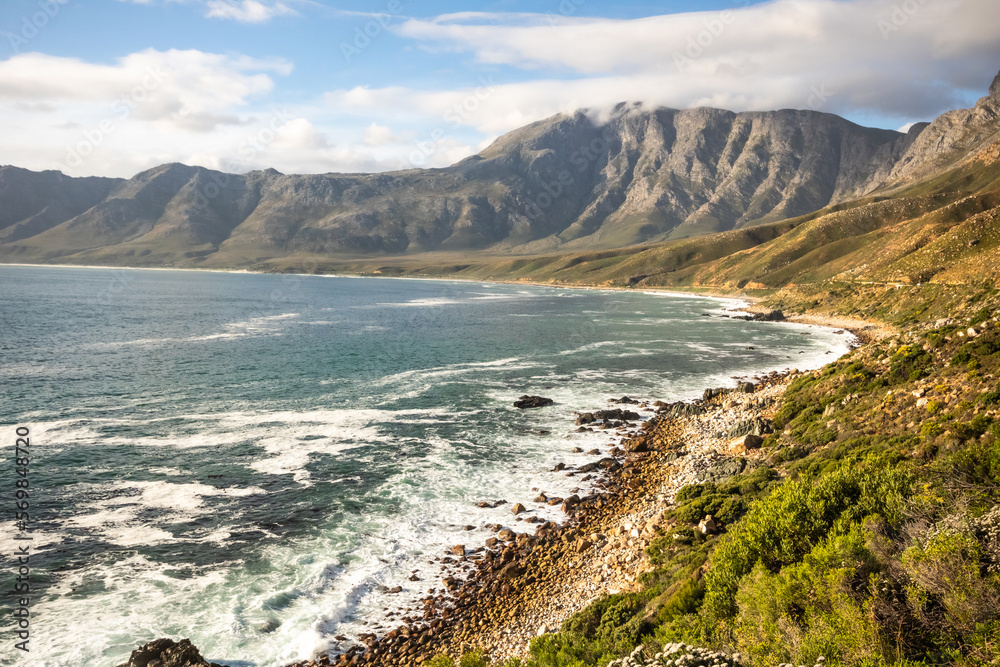 seascape scene at the end of Gordons bay with mountain views