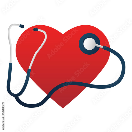 Stethoscope and heart shape. Concept illustration