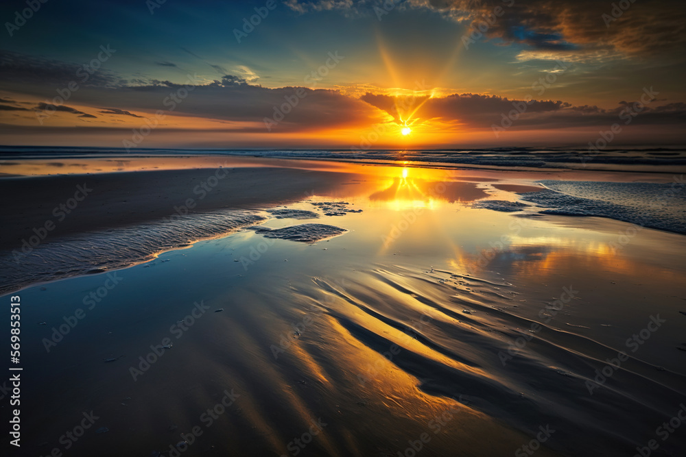 sunset on the beach.Generative Ai sunset on the beach.Generative Ai
