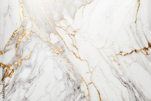 White and gold marble textured background. Abstract design, 4k wallpaper. AI
