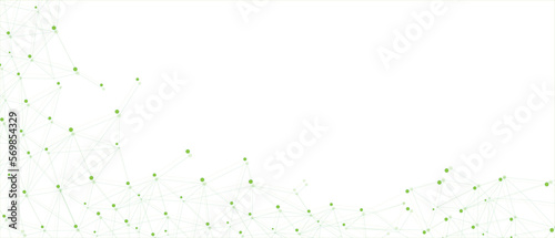 Green network. Abstract connection on white background. Network technology background with dots and lines for desktop. Ai system background. Abstract concept. Line background, network technology