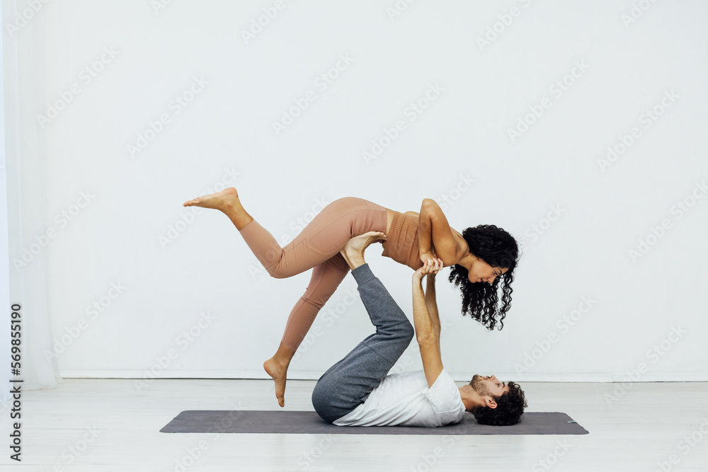 Fototapeta premium duo for yoga performance stretching spirituality training