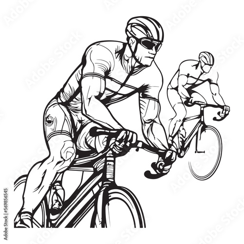 Professional cycling races, Sketch drawing, vector