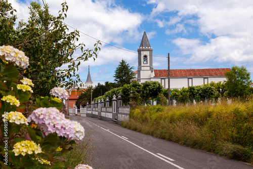 Somao, un pueblo del concejo de Pravia en Asturias donde abundan las hortensias y las casas indianas photo