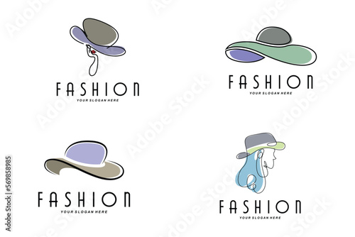 Women's Hat Logo Design Illustration Fashion beauty accessories, and product brand care