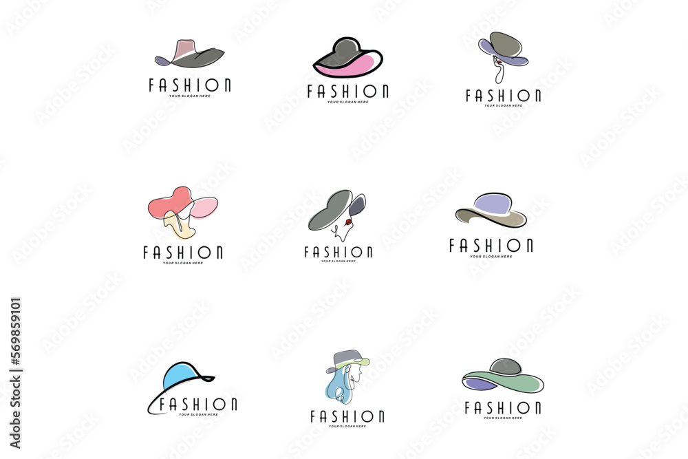 Women's Hat Logo Design Illustration Fashion beauty accessories, and product brand care