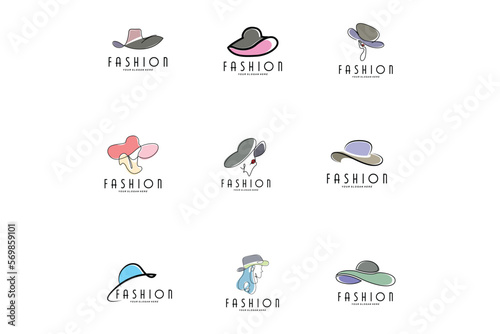 Women's Hat Logo Design Illustration Fashion beauty accessories, and product brand care