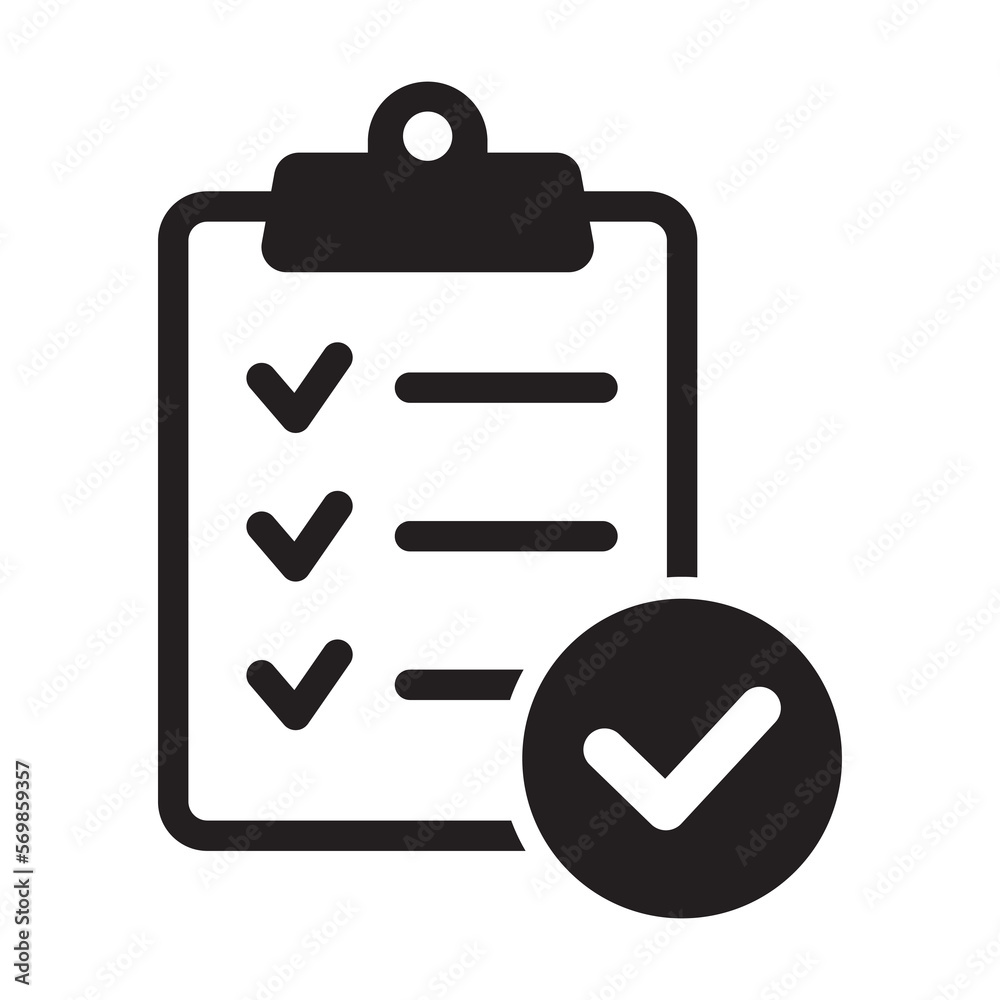 Clipboard with mark icon in flat style isolated on background. Checklist sign symbol for web site and app design. Clipboard with mark icon in flat style isolated on background. Checklist sign symbol for web site and app design.