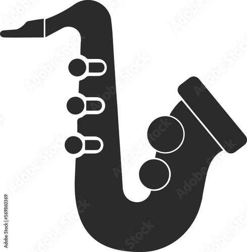 Saxophone icon, musical horns icon black vector