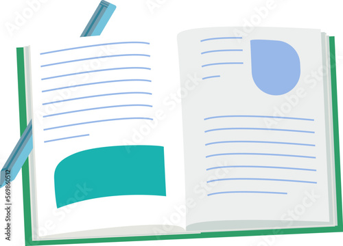 Education book with pictures and pencil vector