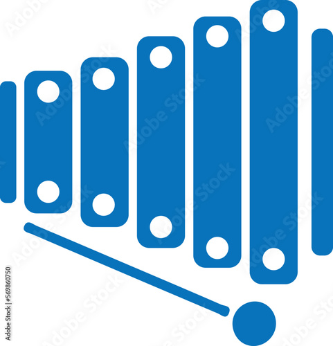 Xylophone icon, xylophone instrument icon blue vector