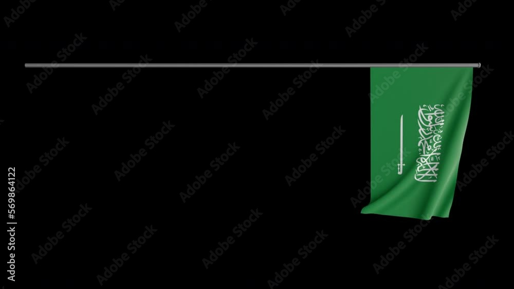 Flag Animation on Pole Saudi Arabia Highly Detailed and Realisitic 15