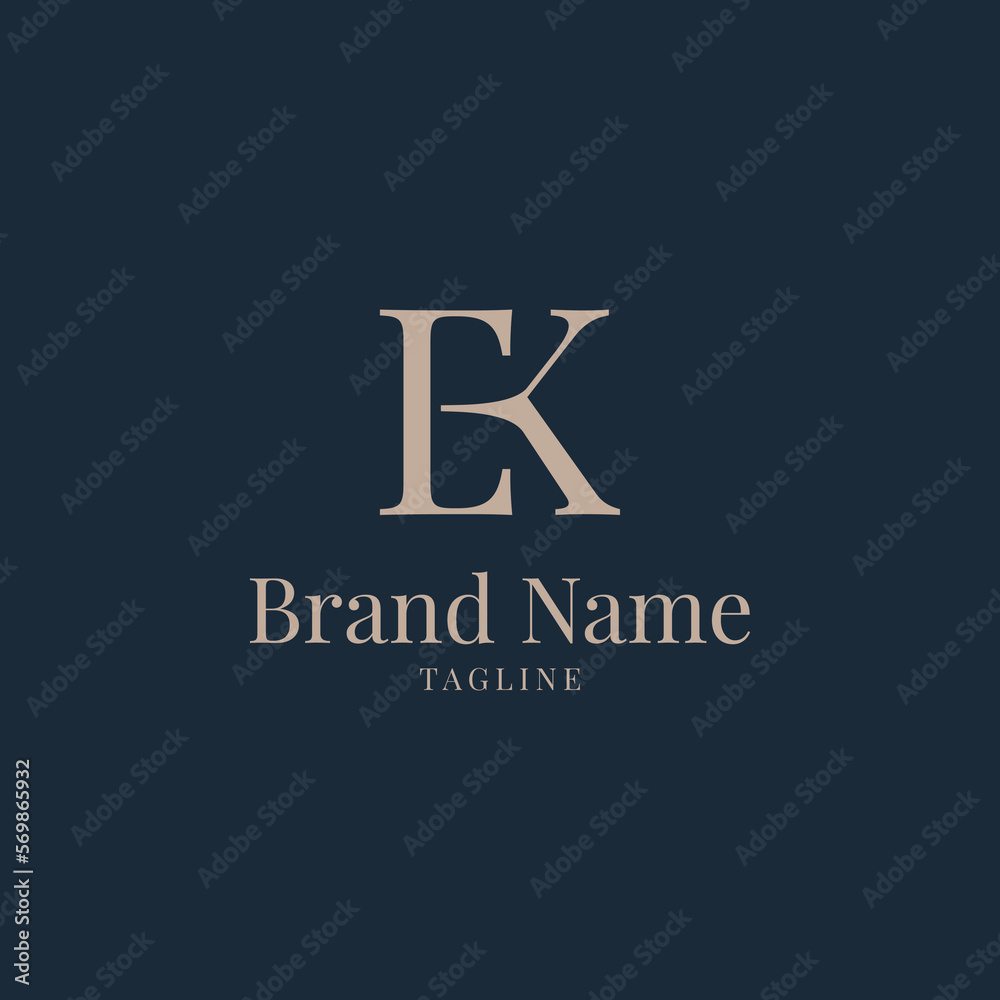 EK logo elegance golden navy luxury