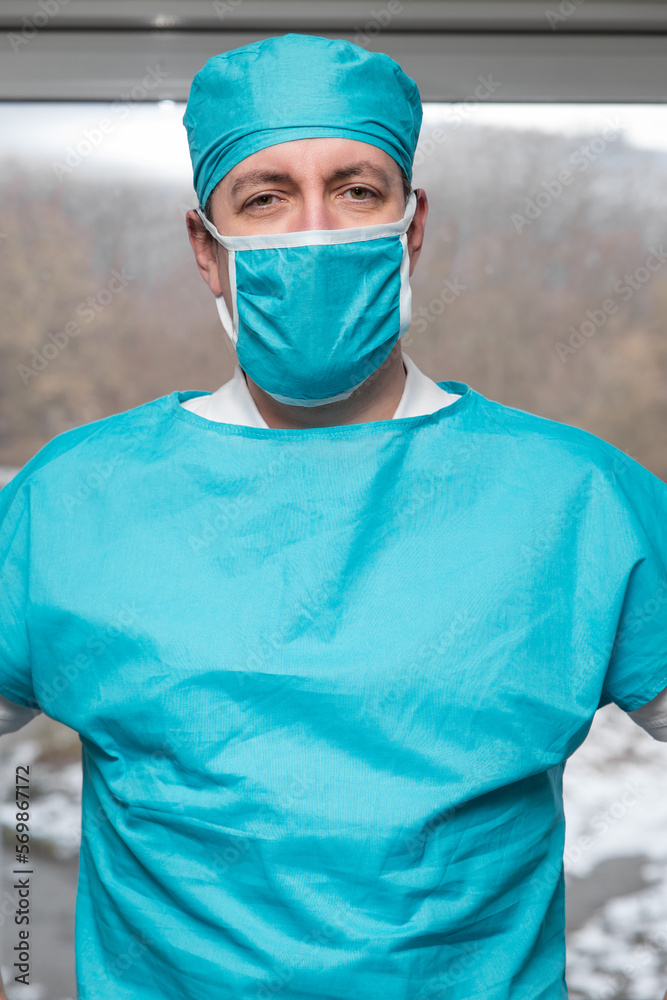 portrait of a surgeon in work clothes portrait of a surgeon in work clothes