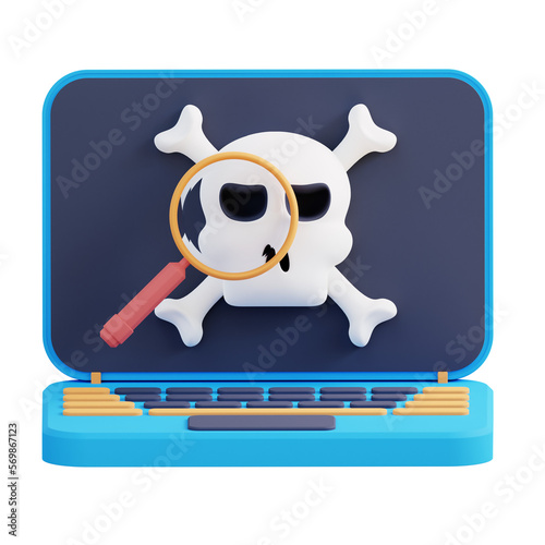 3d illustration of laptop analyzing cyber crime © HayfanStudio