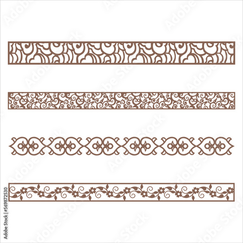 vector of stripe, border design eaves for CNC cutting plasma laser cutting eaves used for exteriors on the roof. Seamless vector lotus flower border design

