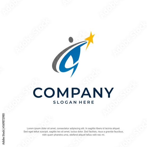 raising star logo premium vector