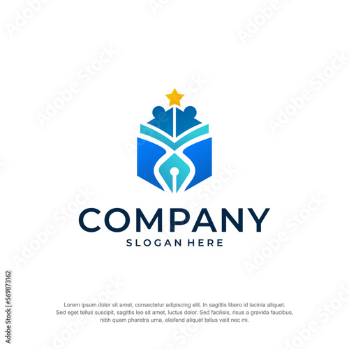 university education logo book concept premium vector