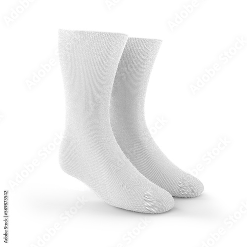 White socks mockup realistic transparent with shadow