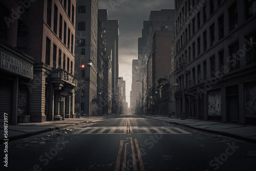 empty street due to coronavirus. Lockdown and pandemic concepts. generative ai © ArgitopIA