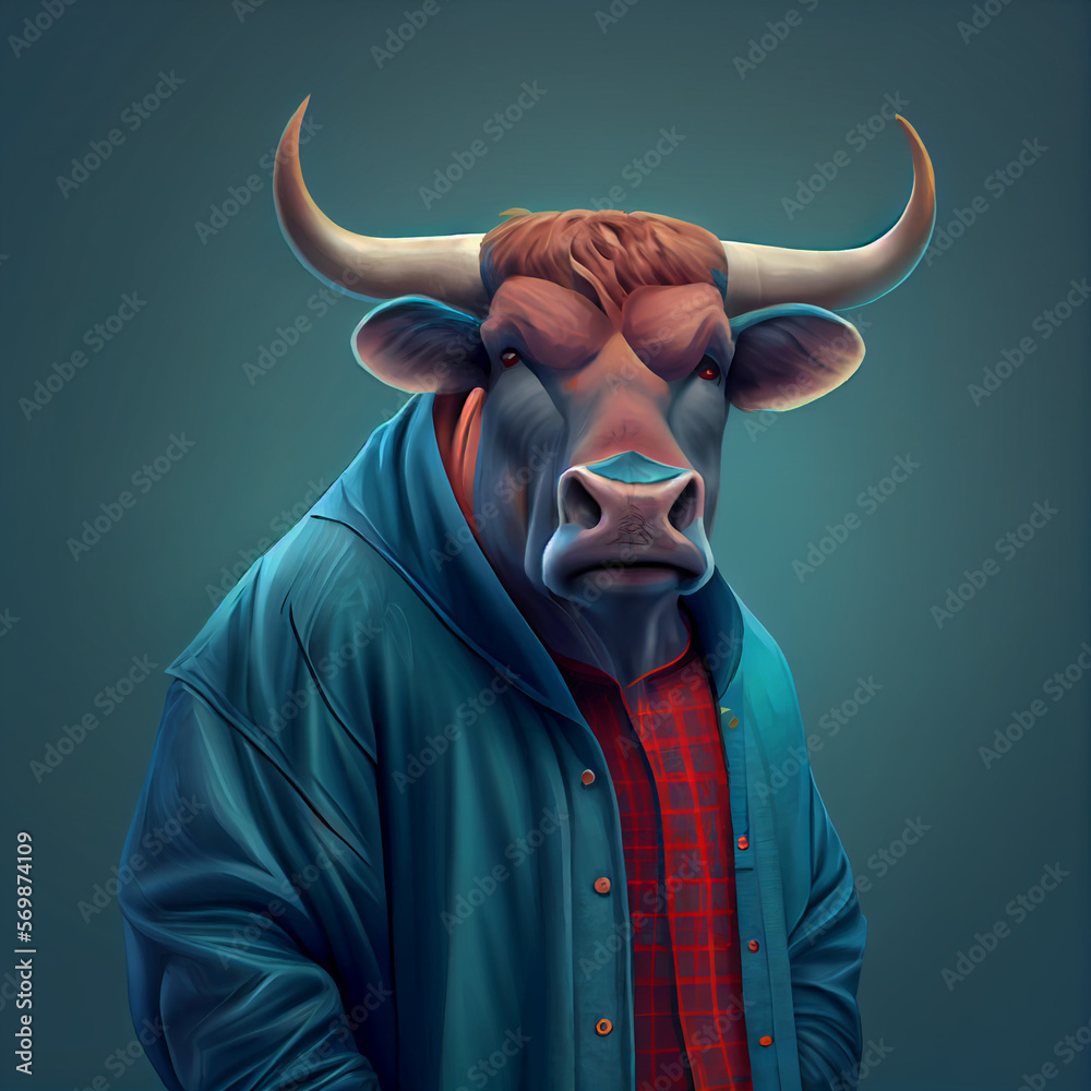 Bull NFT Art Portrait