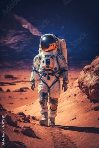 astronaut in space and mars made with generative ai
