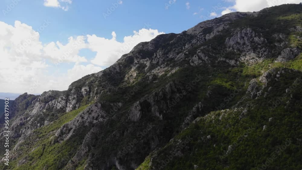 Albania Mount Dajti aerial view of scenic natural unpolluted landscape with rock geologic formation drone close up Albania Mount Dajti aerial view of scenic natural unpolluted landscape with rock geologic formation drone close up