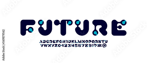 Art font alphabet, abstract letters and numbers with dots, vector illustration 10EPS