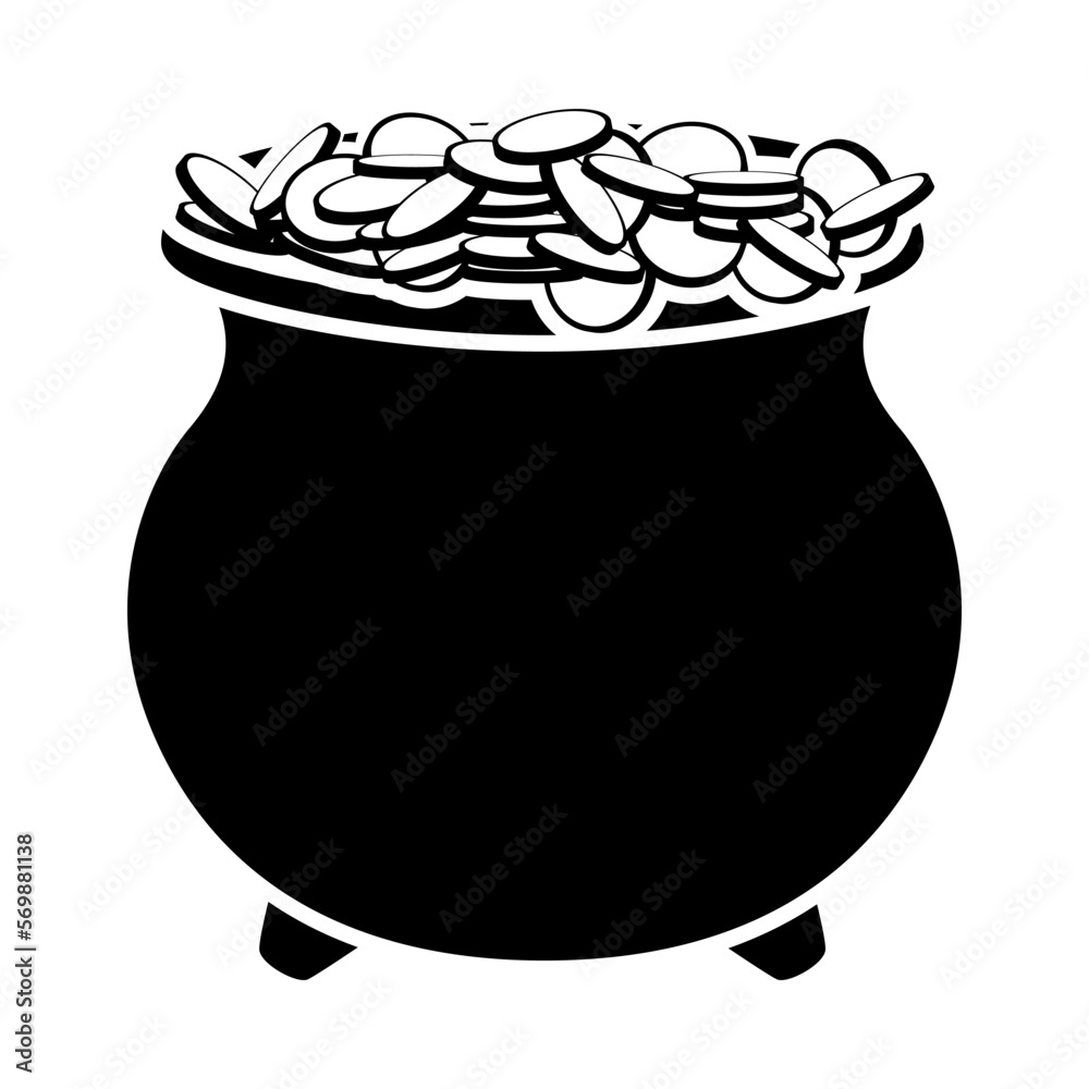 Leprechaun Pot With Gold Coins. Leprechaun Pot With Gold Coins.