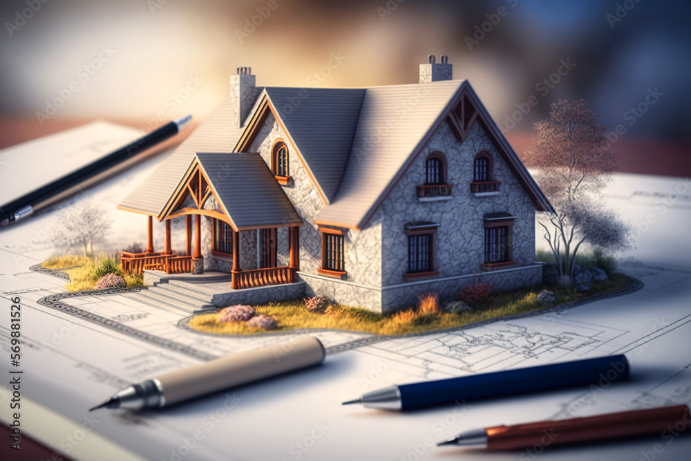 House project Construction. Family house design project. Luxury villa ...