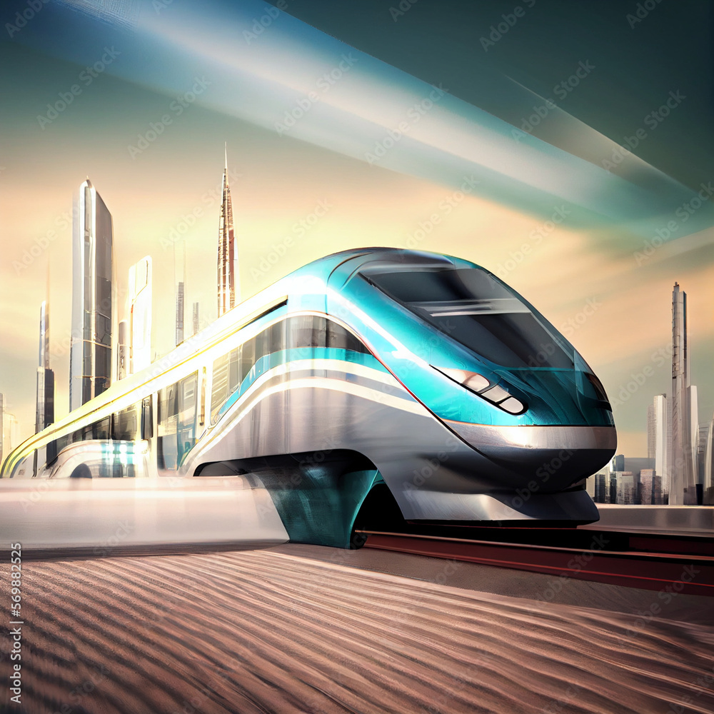 High-speed rail trains. Generative Ai Stock Illustration | Adobe Stock