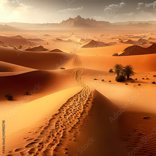  Hour Sunset Over Majestic Desert Landscape with AI