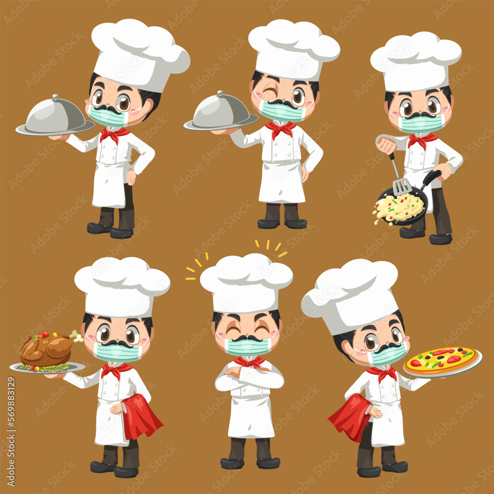 chef mascot in cartoon character vector design for culinary business chef mascot in cartoon character vector design for culinary business