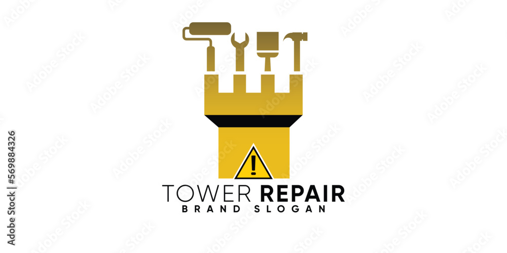 TOWER REPAIR LOGO WITH MODERN STYLE PREMIUM VECTOR TOWER REPAIR LOGO WITH MODERN STYLE PREMIUM VECTOR