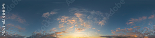 Wallpaper Mural Dark blue twilight sky panorama with Cumulus clouds. Seamless hdr 360 panorama in spherical equiangular format. Full zenith or sky dome for 3D visualization, sky replacement for aerial drone panoramas Torontodigital.ca
