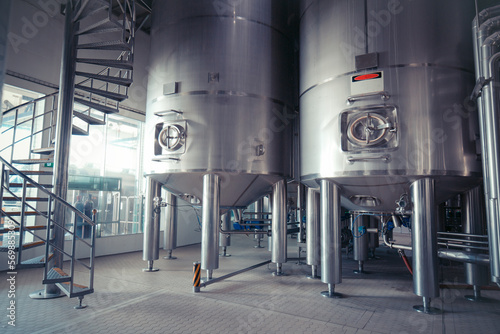 Modern milk cellar with stainless steel tanks