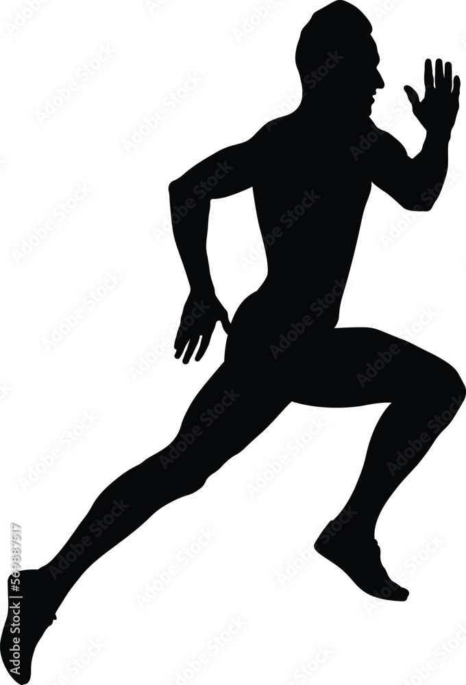 muscular runner athlete running black silhouette muscular runner athlete running black silhouette