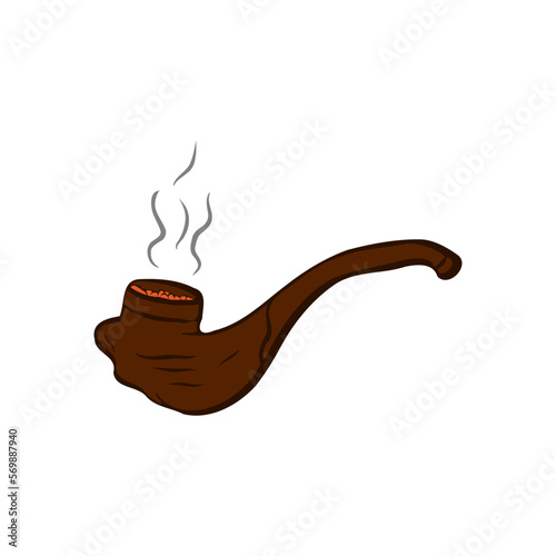 Brown colour smoking pipe vector